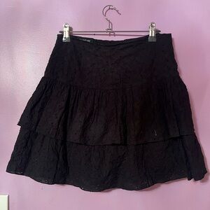 Bebe Black Skater Mini Skirt Tiered Cocktail
